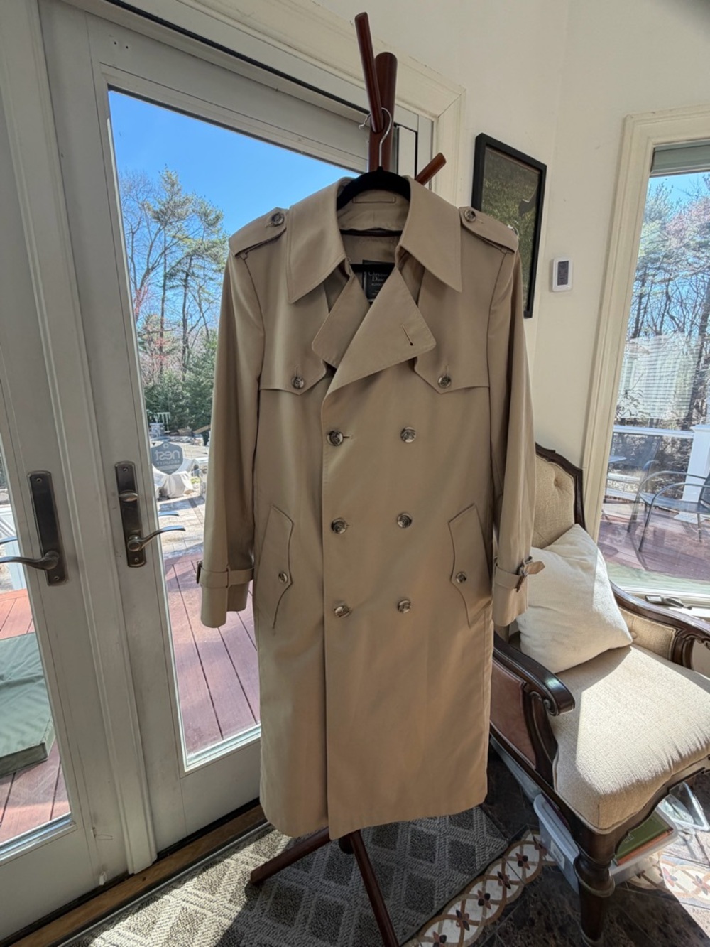 Dior Unisex Beige Double-Breasted Trench Coat - Picture 2 of 13